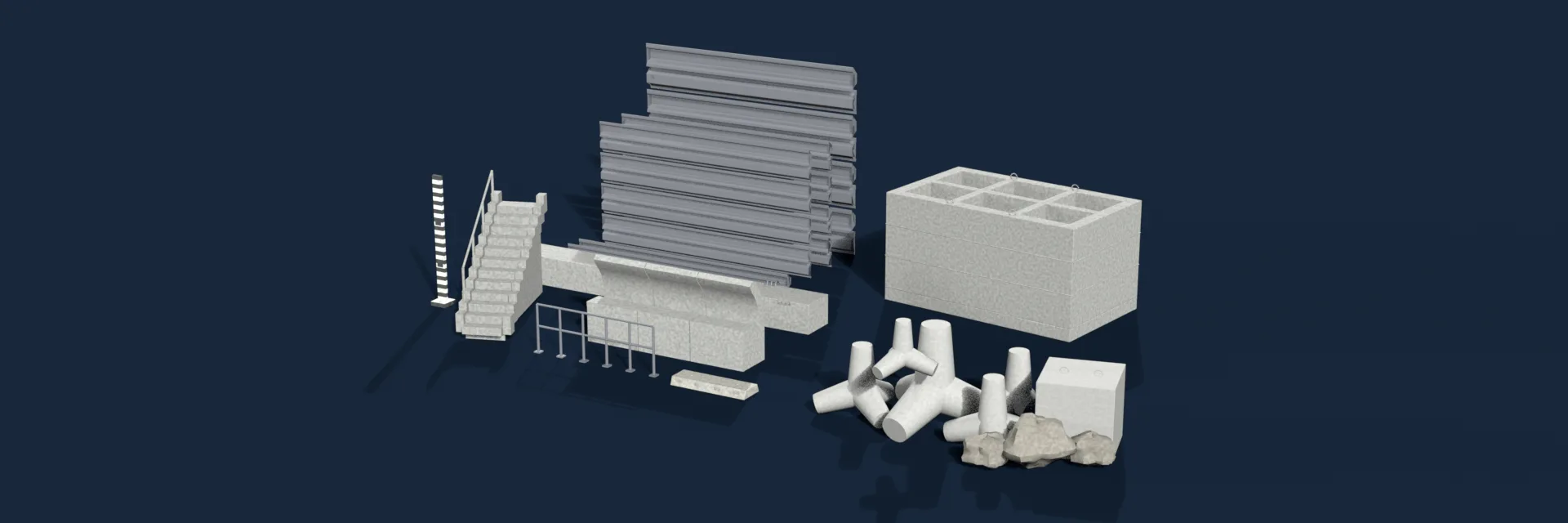 Quay Structures Pack — Quay walls, copings and their decay, fenders, bollards, deck fittings, toe protection, sheet piling and armour.
